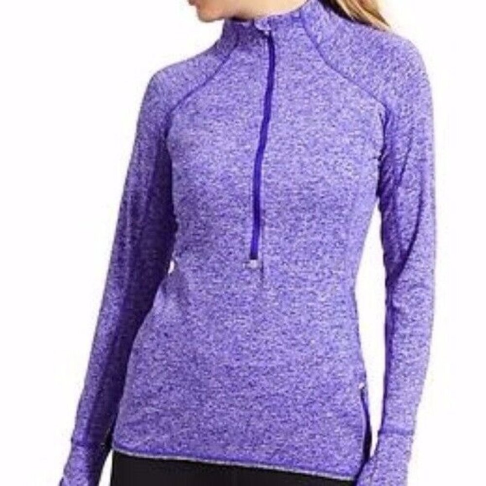 Athleta Running Wild 3.0 Half-Zip Pullover‎ Small Heather Purple Long Sleeve